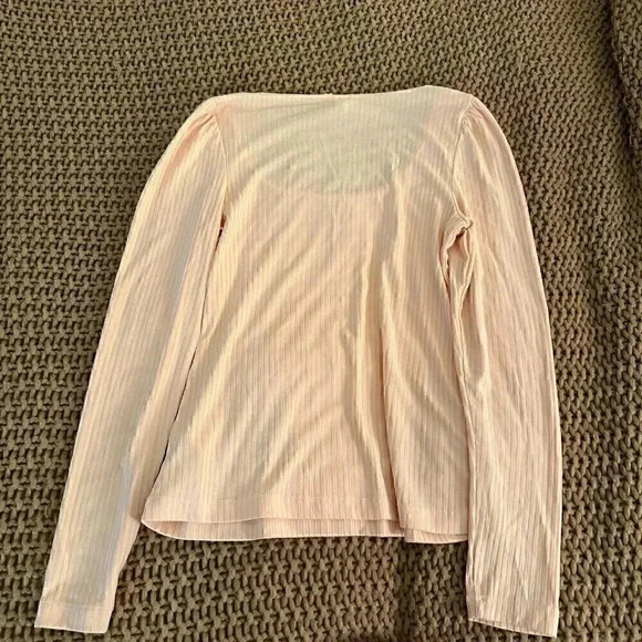 Anthropologie - Ribbed Long Sleeve Scoop Neck Top COLOR Peach - SIZE X-SMALL - Picture 4 of 4